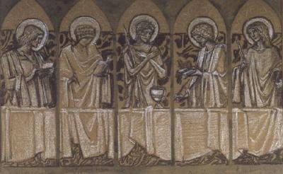 Design för ett minnesmärke för Christina Rossetti (krita på papper) av Edward Coley Burne Jones