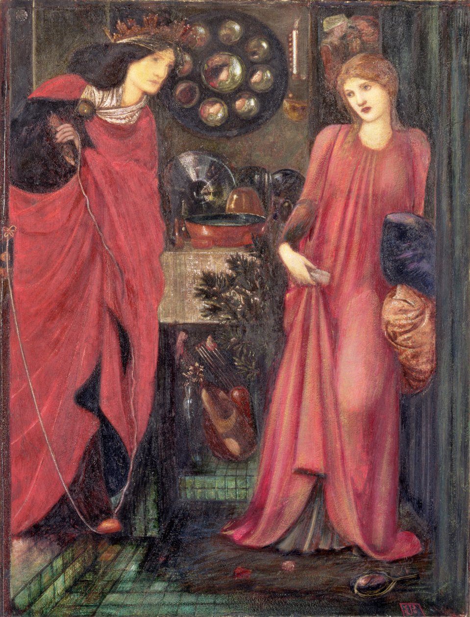 Fair Rosamund och Queen Eleanor (bland media på papper) av Edward Burne Jones