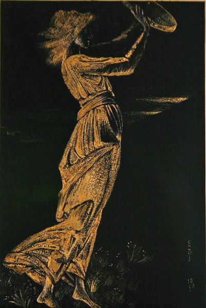 Flicka med tamburin av Edward Coley Burne Jones