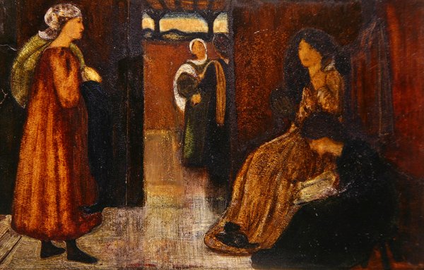 Interiör med figurer (akvarell på papper) av Edward Coley Burne Jones