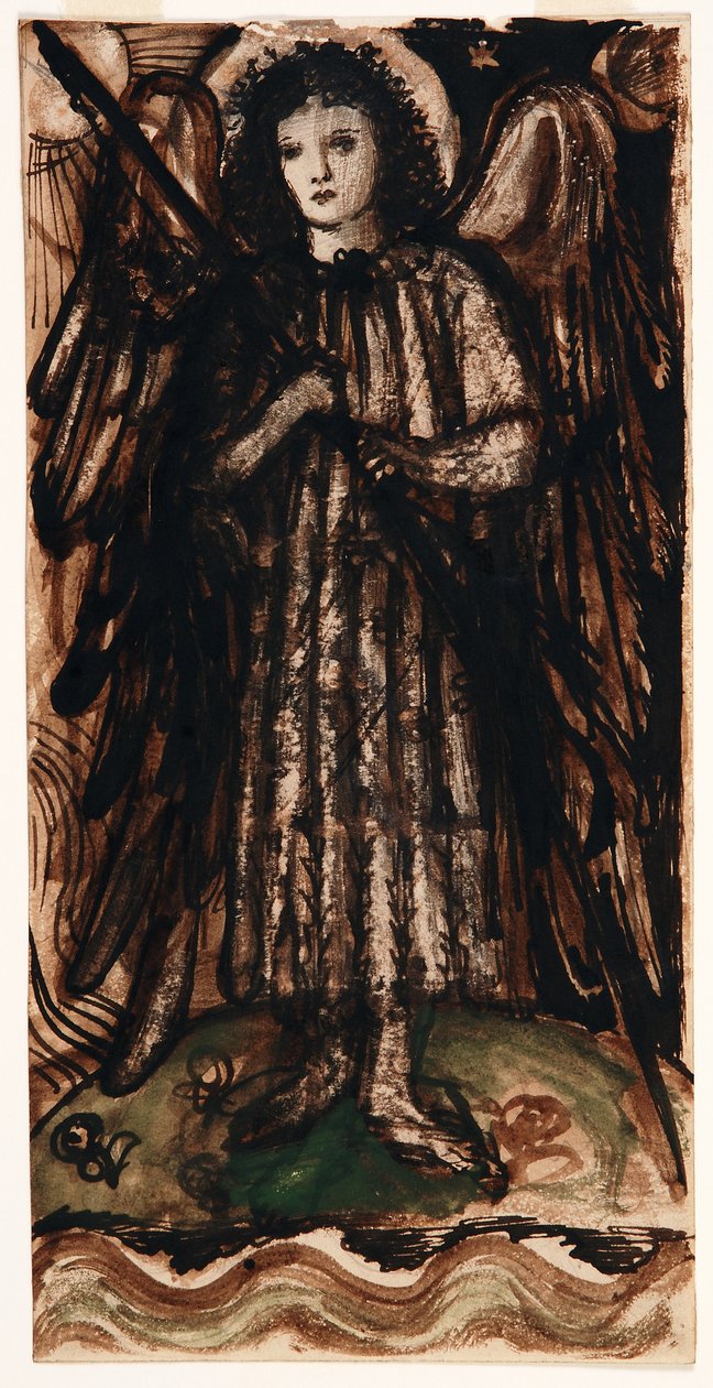 Love Reigning over the Elements, Design for Stained Glass, c.1860-62 (sepia och tvätt på papper) av Edward Coley Burne Jones