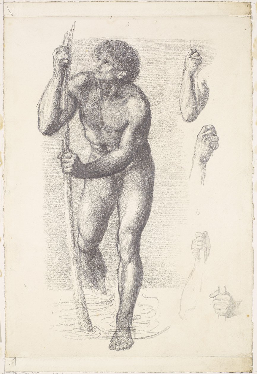 Manlig nakenbild - studie för St Christopher av Edward Coley Burne-Jones