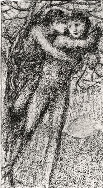 Phyllis and Demophoon, ca 1868 (rosa krita) (s/v foto) (se 100724) av Edward Coley Burne Jones