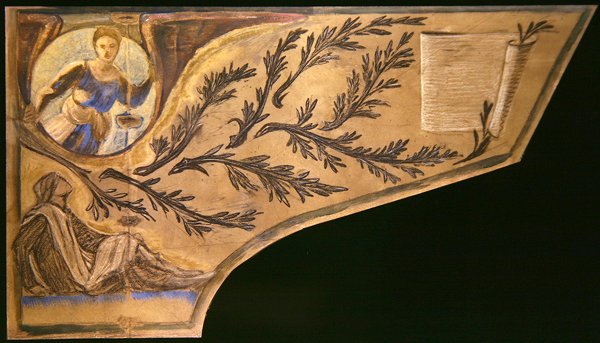 Poet Muse - pianolockspapper (färgade kritor på papper) av Edward Coley Burne Jones