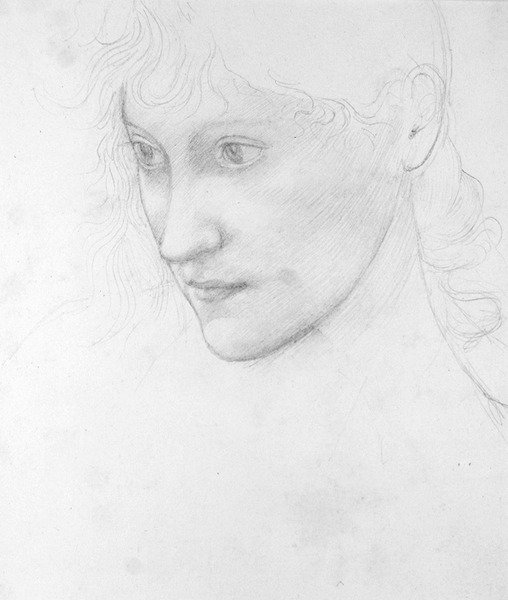 Porträtt av Laura Tennant (penna på papper) av Edward Coley Burne Jones