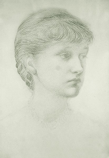 Porträtt av Madeleine Wyndham (grön krita på papper) av Edward Coley Burne Jones