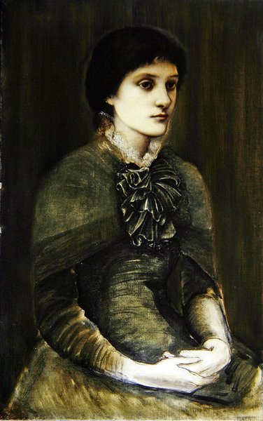 Porträtt av en flicka i en grön klänning (olja på duk) av Edward Coley Burne Jones