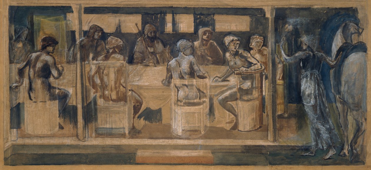 Quest for the Holy Grail - Study for the Summons av Edward Coley Burne Jones