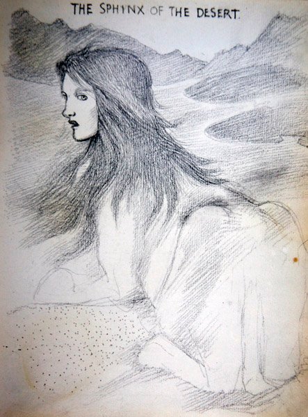 Sphinx of the Desert (penna på papper) av Edward Coley Burne Jones