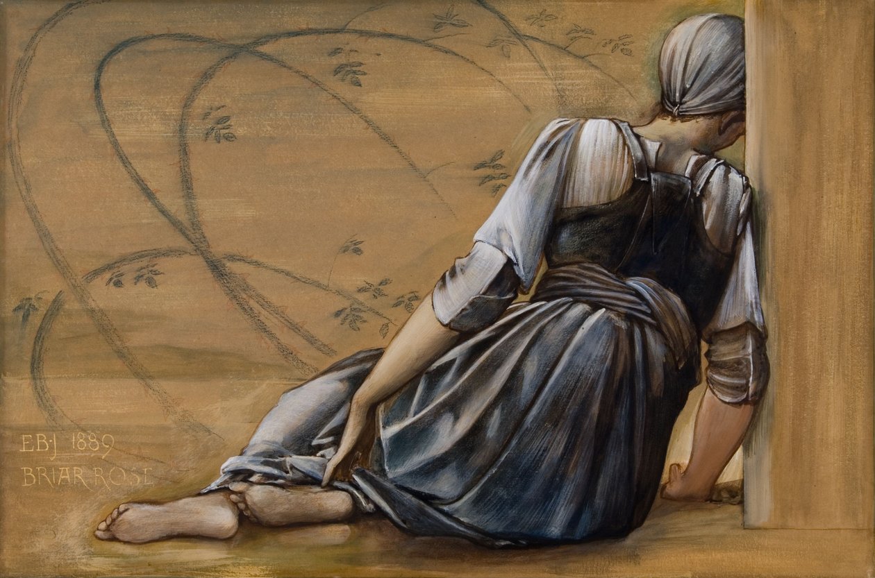 Studie för Briar Rose Series, The Garden Court av Edward Coley Burne Jones