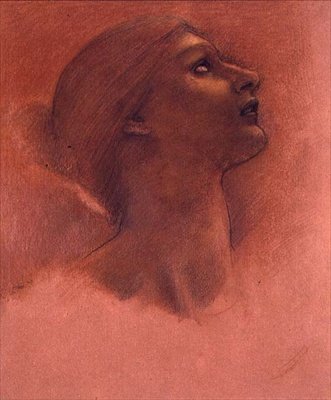Studie för chefen för "Hope", ca 1870 (krita) av Edward Coley Burne Jones