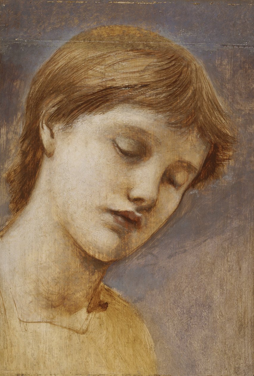 Studie av ett huvud (olja på pannå) av Edward Coley Burne Jones