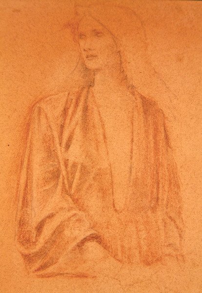 Studie av en flicka (penna på papper) av Edward Coley Burne Jones