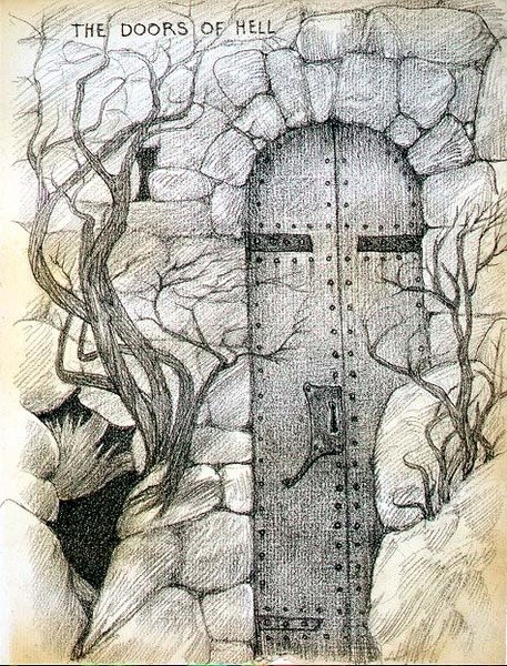The Doors of Hell (penna på papper) av Edward Coley Burne Jones