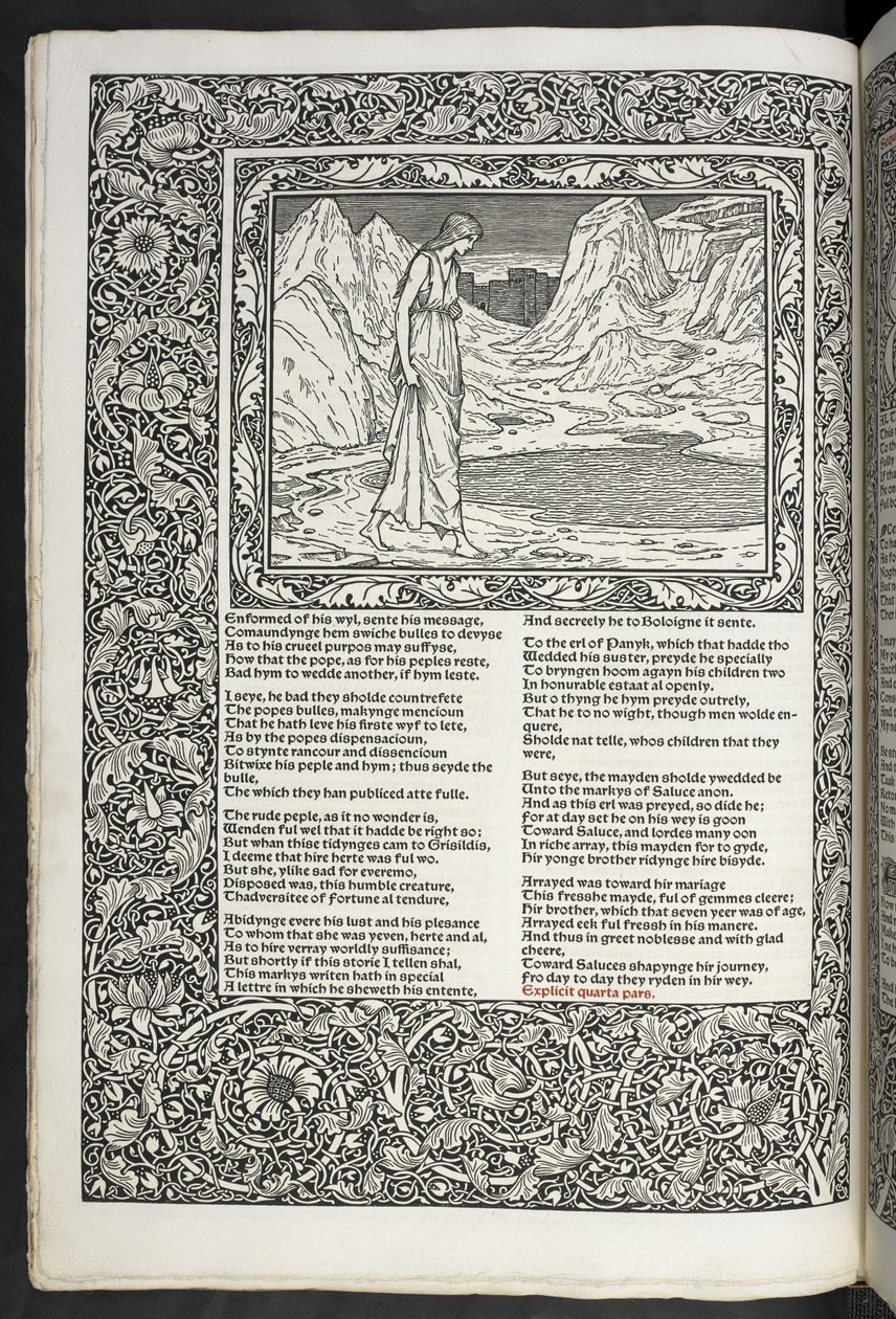 "The Works of Geoffrey Chaucer nu nytryckt med bilder designade av Sir Edward Burne-Jones" av Edward Coley Burne Jones