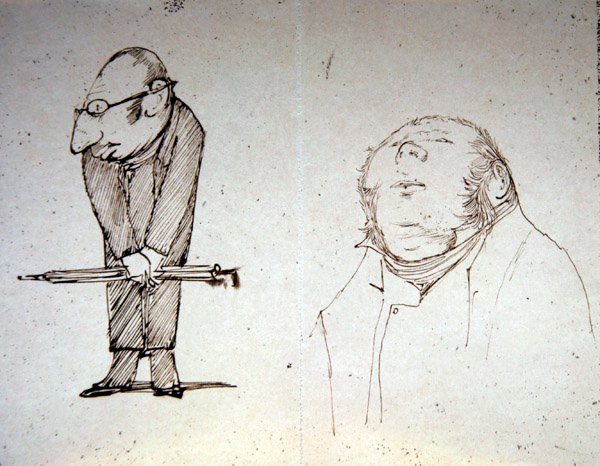 Två beskyddare (penna på papper) av Edward Coley Burne Jones