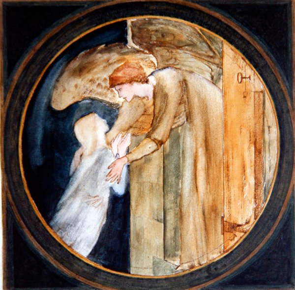 Välkommen till huset (akvarell & penna på papper) av Edward Coley Burne Jones