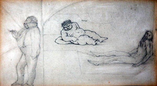 William Morris och konstnären i ett ångbad, ca 1890 (penna på papper) av Edward Coley Burne Jones