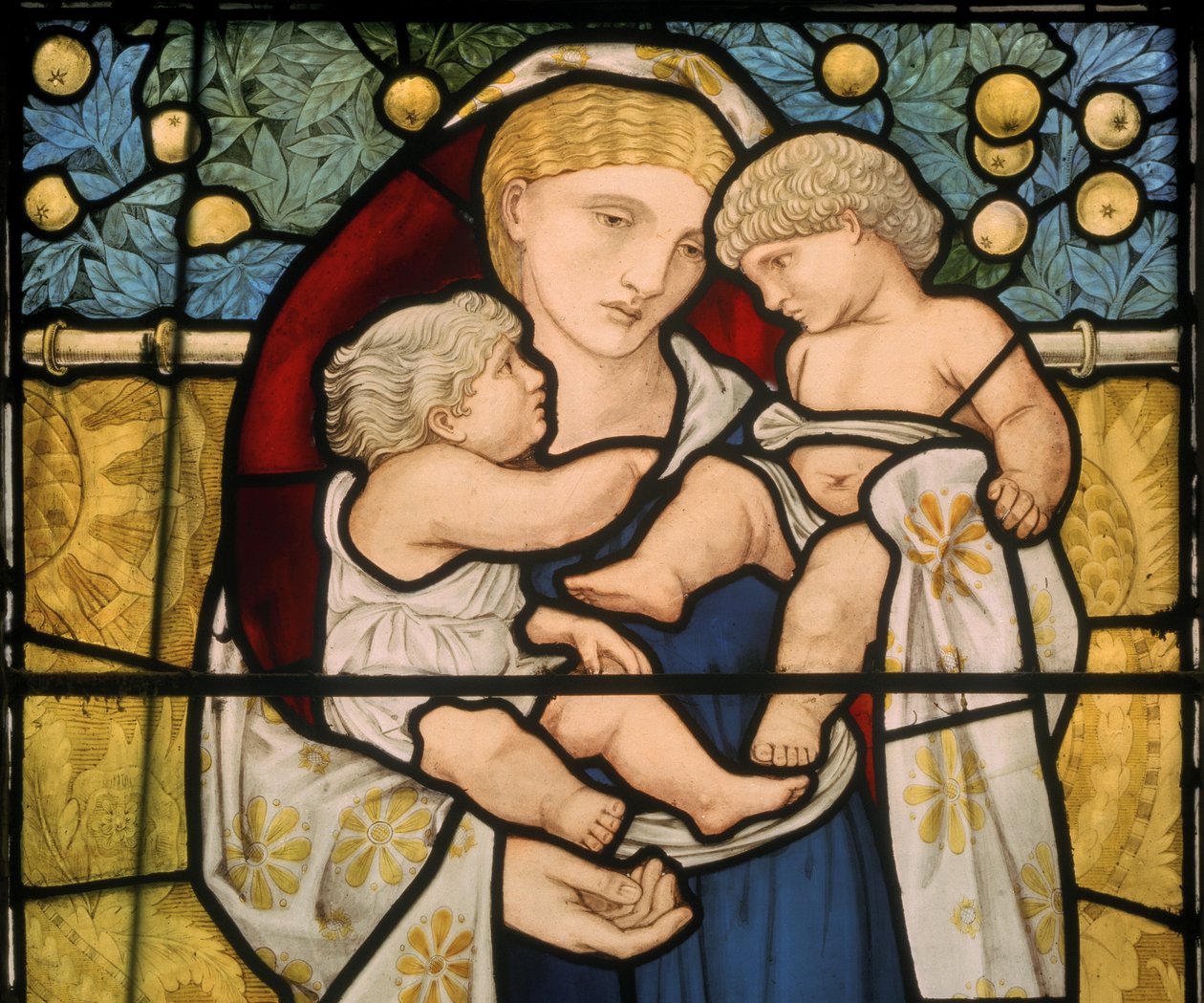 Charity, designad 1868 (målat glas) av Edward Burne Jones