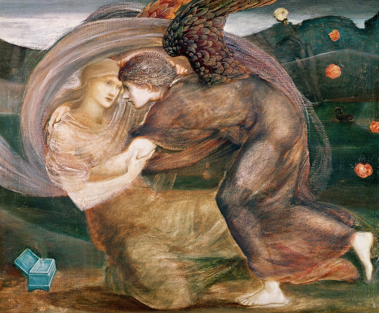 Amor levererar Psyche (akvarell och pastell på papper) av Edward Burne Jones
