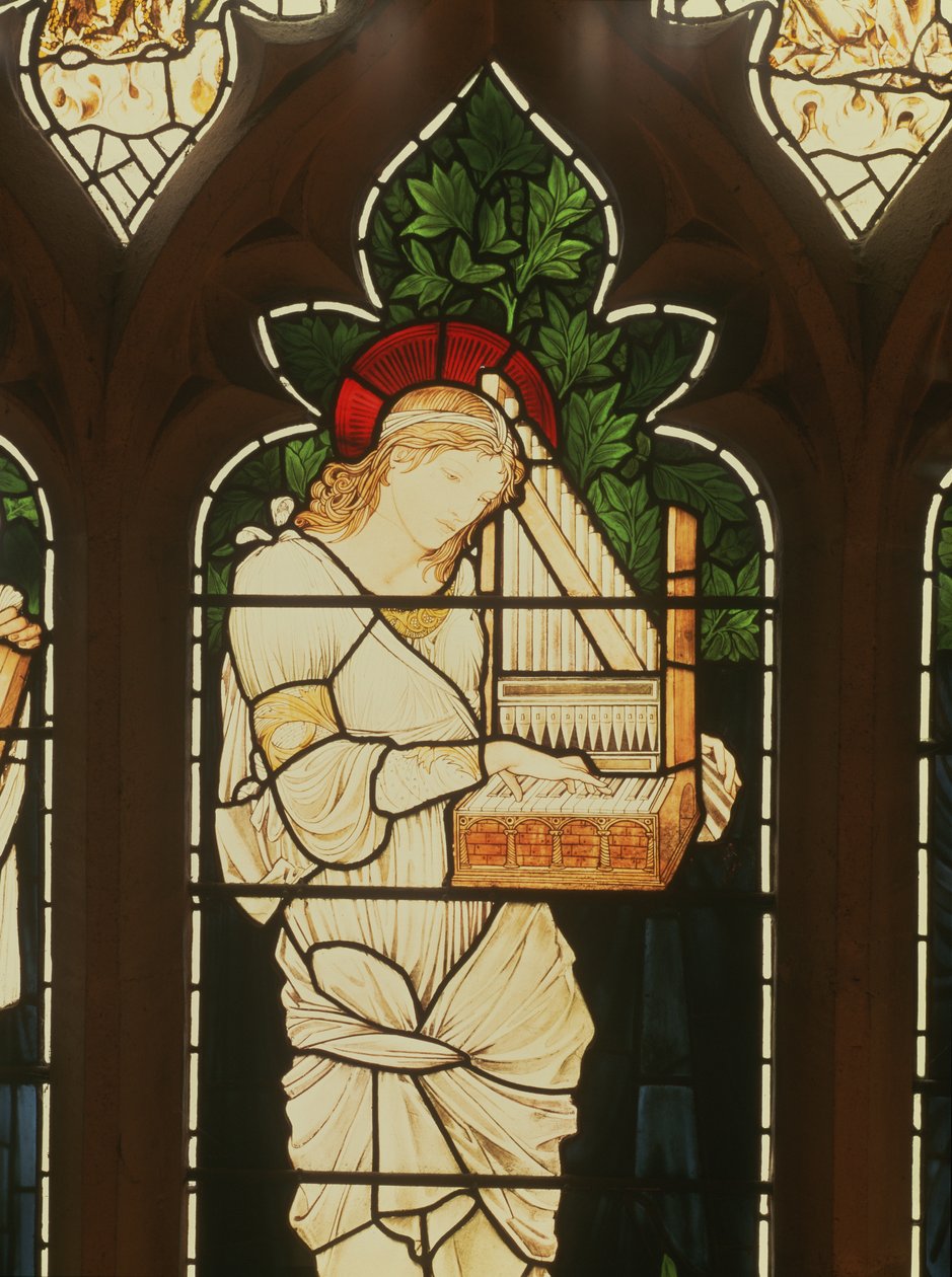 Detalj av den heliga Cecilia av Edward Burne Jones