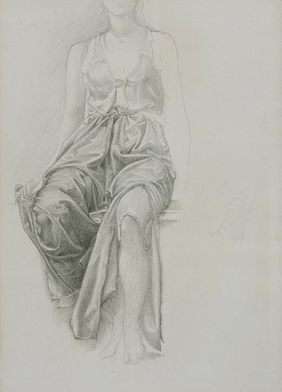 Draperistudie till "Kung Cophetua", ca 1883 (grafit på papper) av Edward Coley Burne Jones
