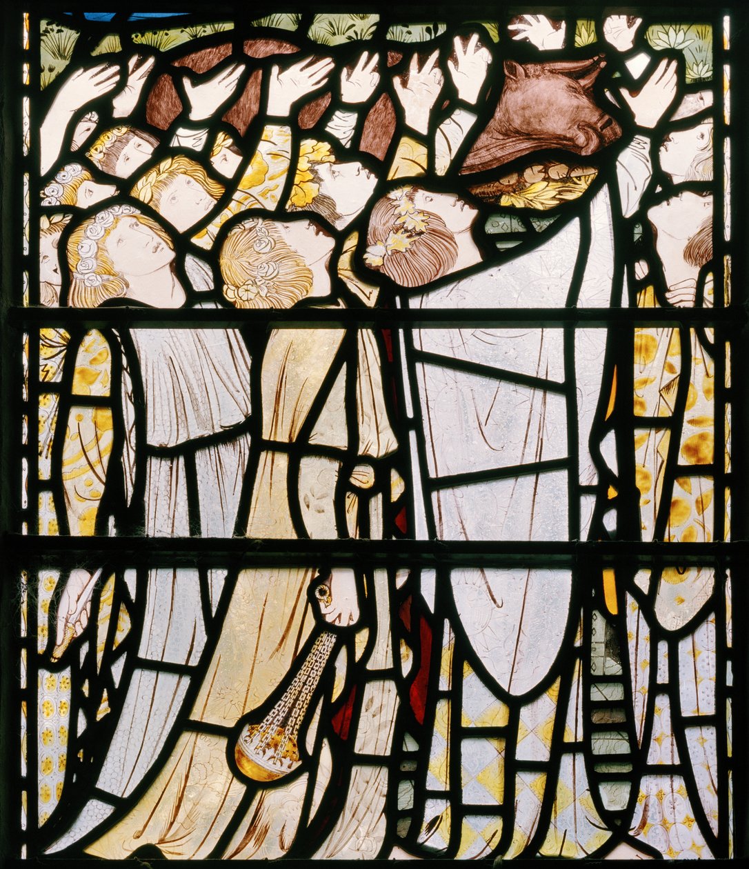 Elia and the Priests of Baal, detalj, 1863 (målat glas) av Edward Burne Jones