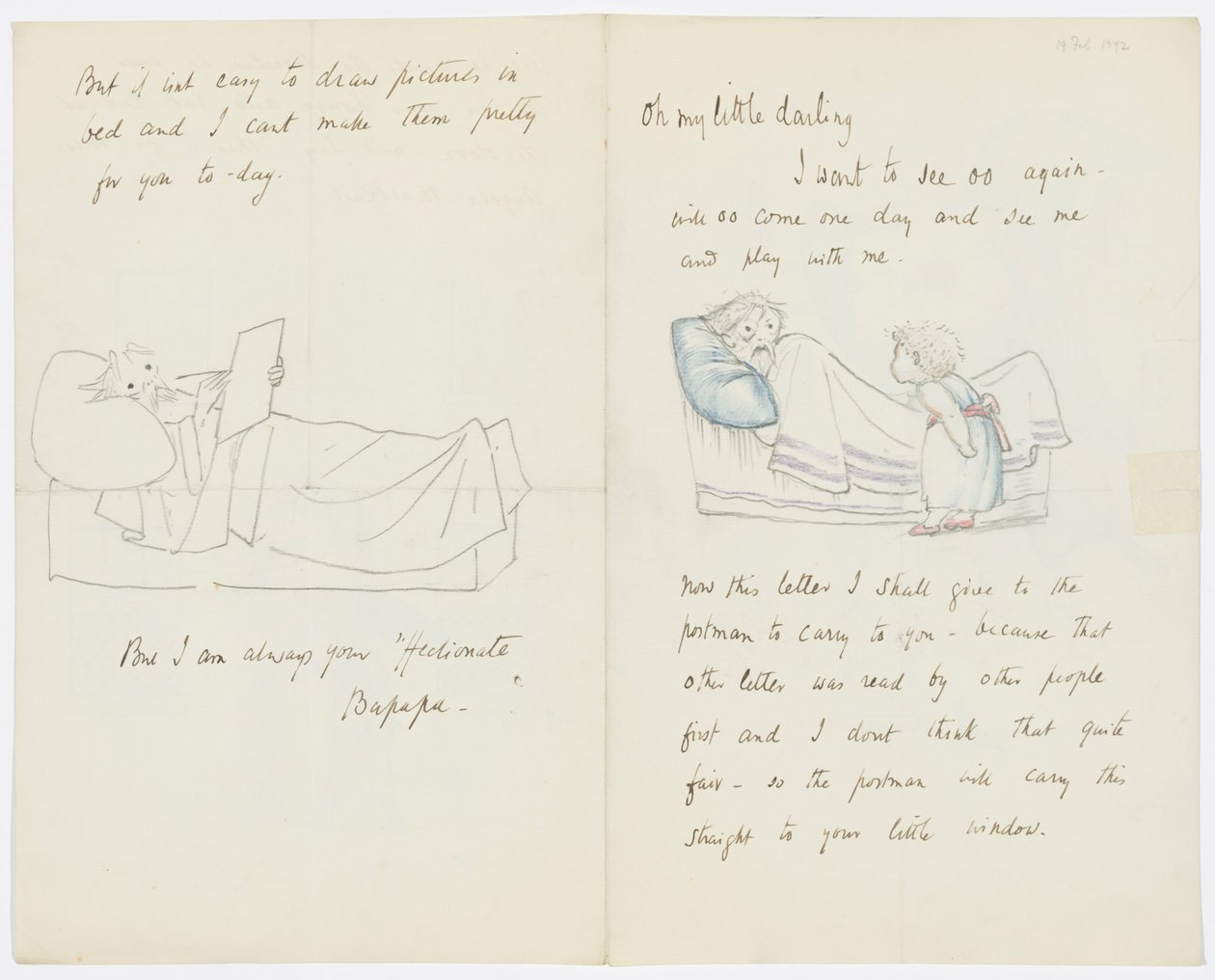 Brev till konstnärens barnbarn Angela Thirkell (penna på papper) av Edward Burne Jones