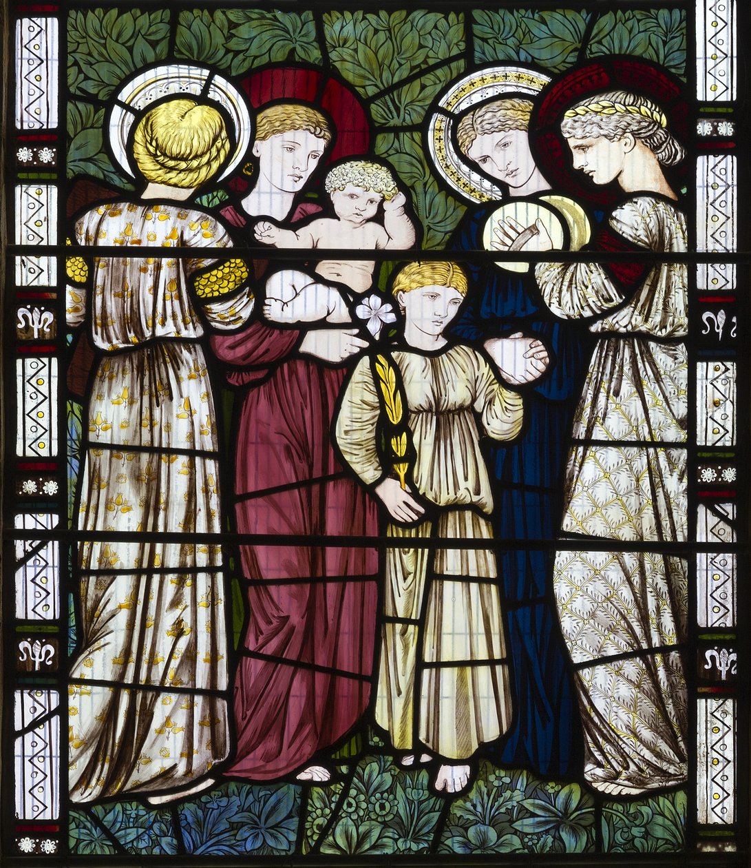 Mödrar och barn, 1865 (målat glas) av Edward Burne Jones