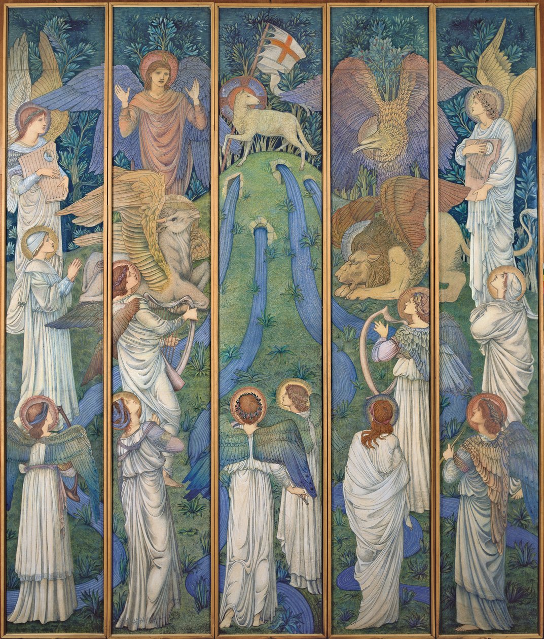 Paradiset, med tillbedjan av det heliga lammet, ca 1875-80 av Edward Burne Jones