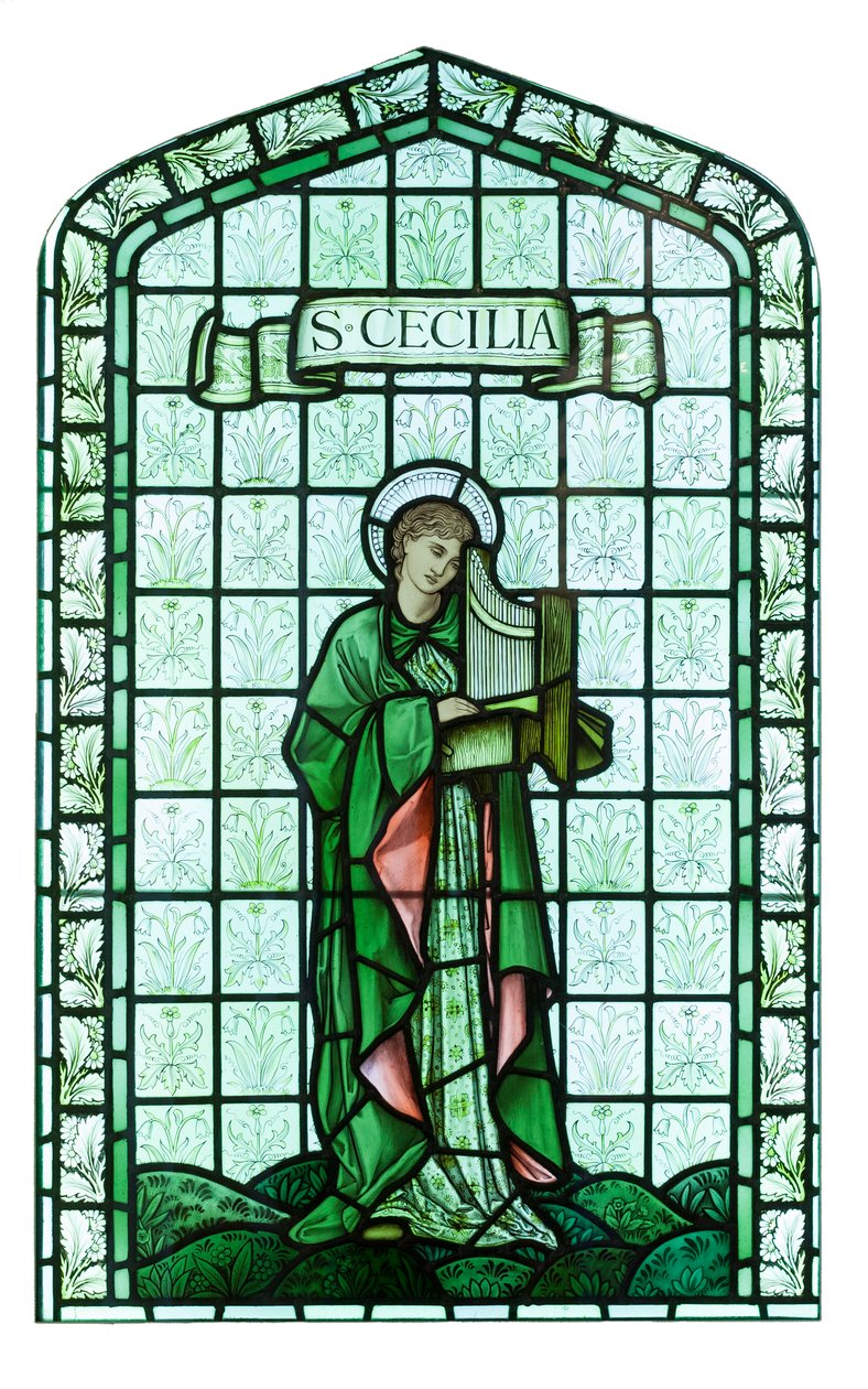 St Cecilia, ca 1897, Edward Burne Jones (färgat, målat och blyinfattat glas) av Edward Coley Burne Jones