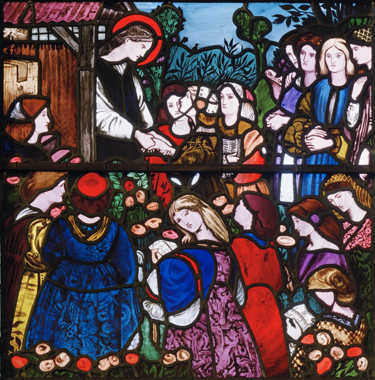 St Frideswide, detalj, 1859 (målat glas) av Edward Burne Jones