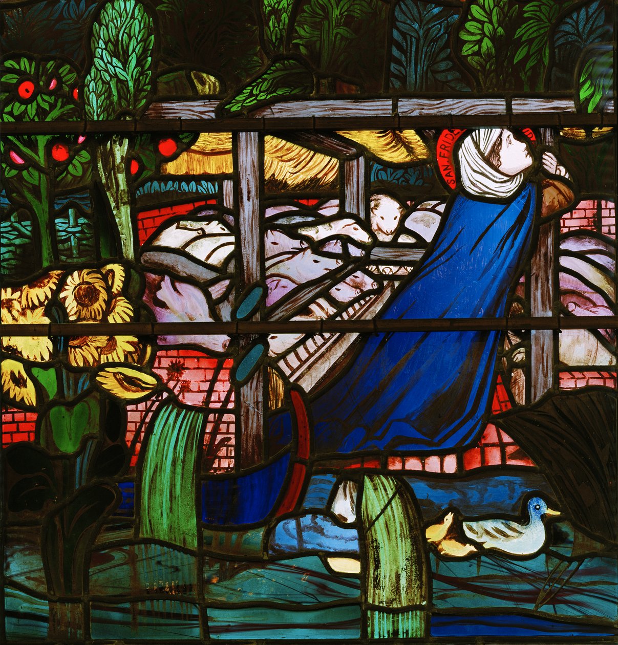 St Frideswide, detalj, 1859 (målat glas) av Edward Burne Jones