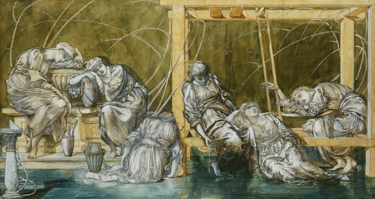Studera för "The Garden Court", av Edward Burne Jones