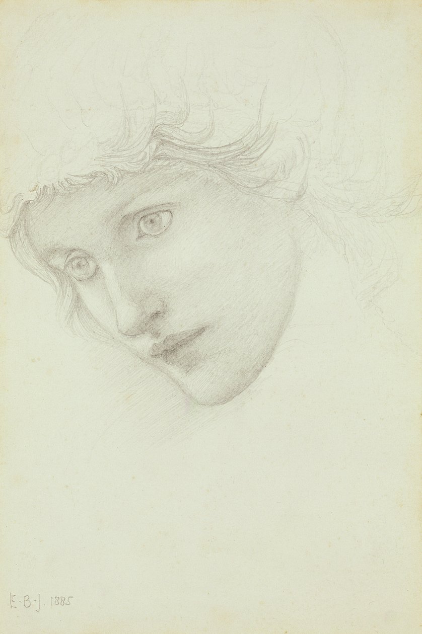 Studie för chefen för en sjöjungfru, 1885 av Edward Burne Jones