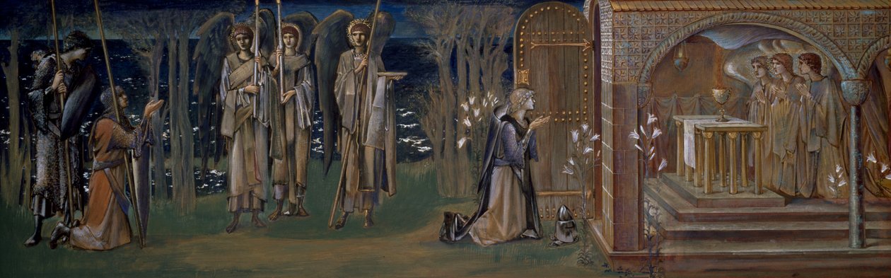 Studie för gobelängen "The Atainment of the Holy Graal", c.1894 av Edward Burne Jones