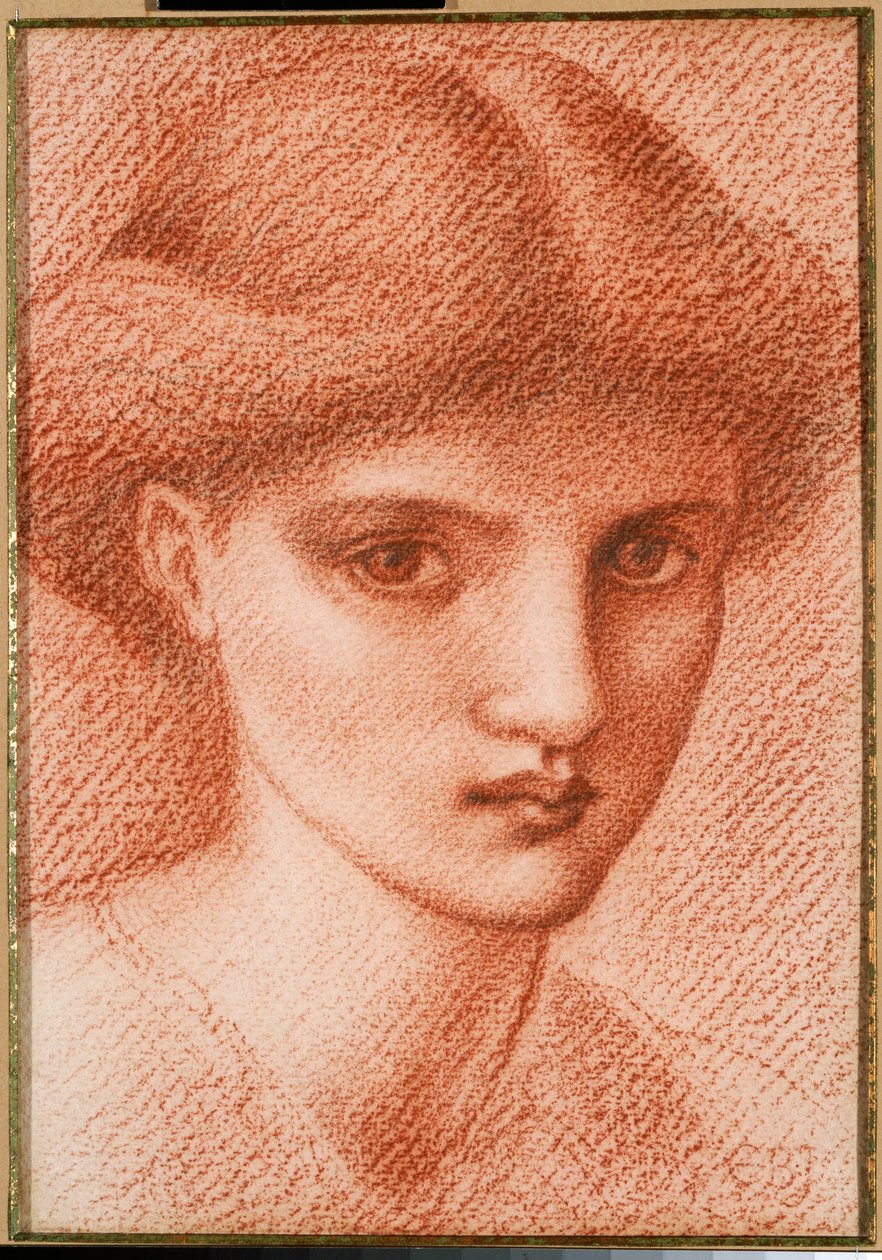 Studie av ett flickhuvud av Edward Burne Jones