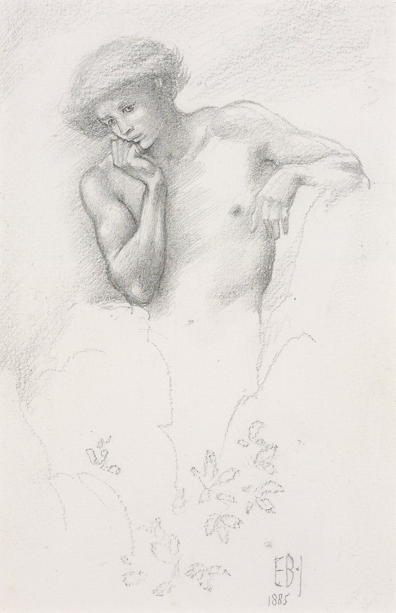 Studie av en kulleälva för "Arthur in Avalon", 1885 av Edward Burne Jones
