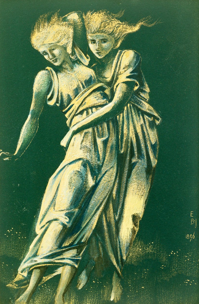 Studie av dansande figurer som omfattar: En design för metall av Edward Burne Jones