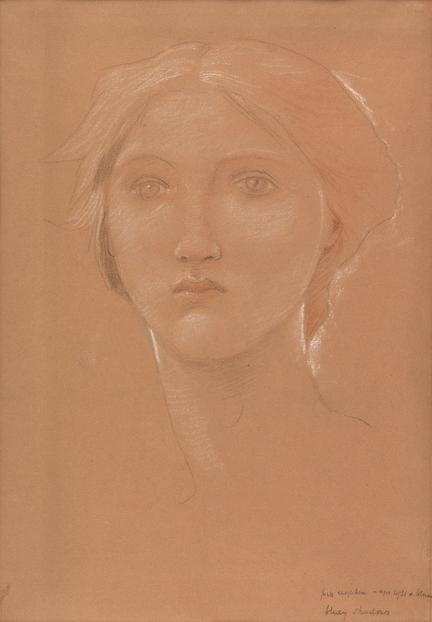 Studie av chefen för Margaret Burne-Jones för "King Cophetua and the Beggar Maid" (krita på papper) av Edward Coley Burne Jones