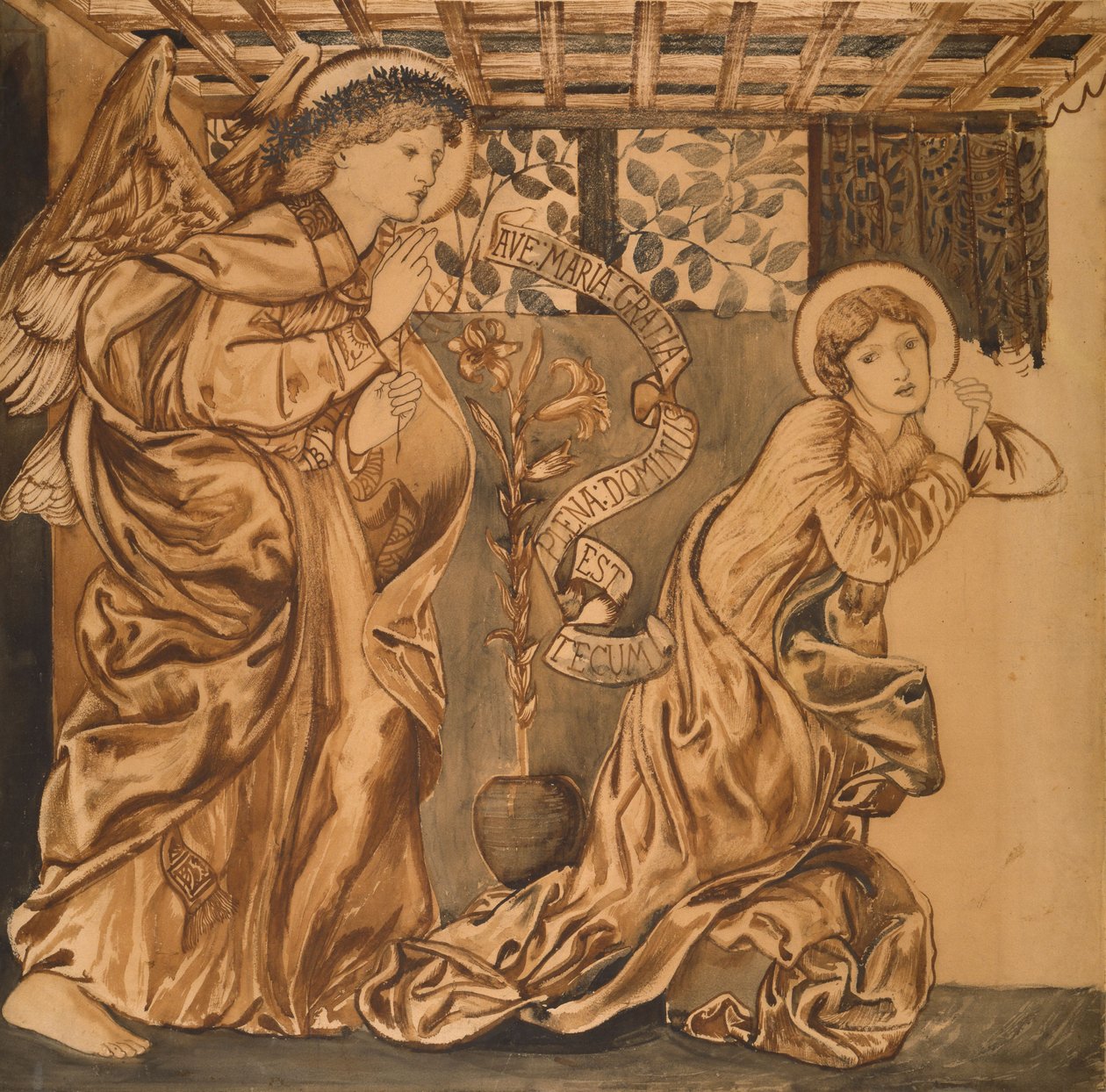 Bebådelsen (akvarell på papper) av Edward Burne Jones