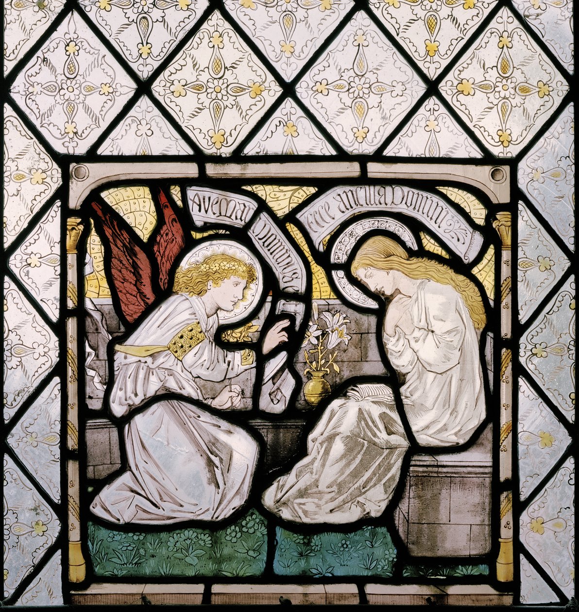 Bebådelsen, detalj från östfönstret, 1865 (målat glas) av Edward Burne Jones