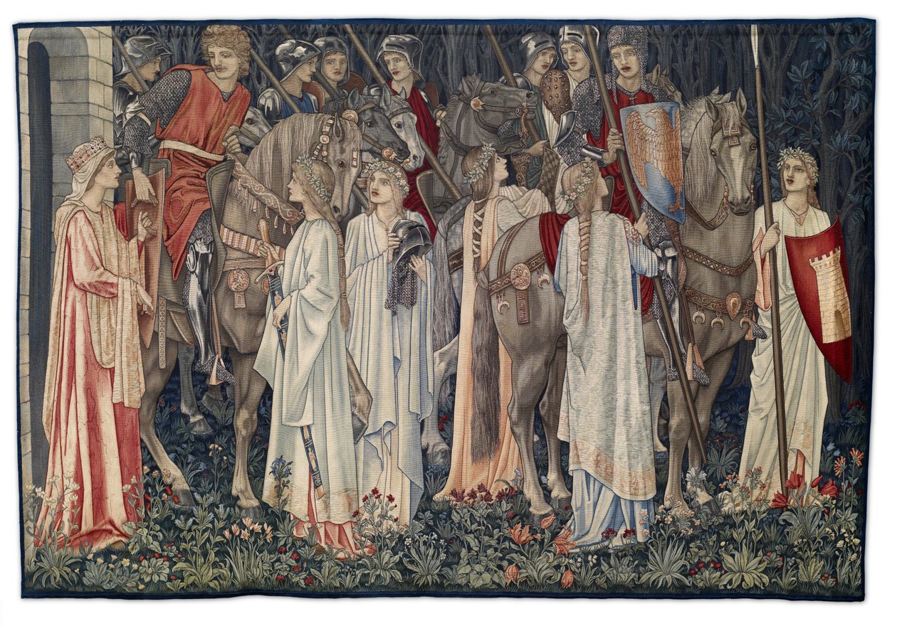 The Arming and Departure of the Knights, gobeläng designad av konstnären och vävd av Morris & Co., 1895-96 av Edward Burne Jones