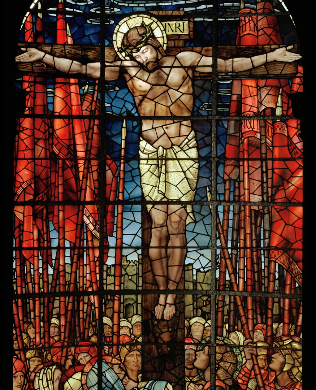 The Crucifixion Window, detalj, 1888 (målat glas) av Edward Burne Jones