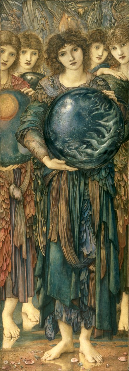 The Days of Creation: The Fifth Day, 1870-76 (wc, gouache, skalguld och platinafärg på linneöverdragen panel) av Edward Burne Jones