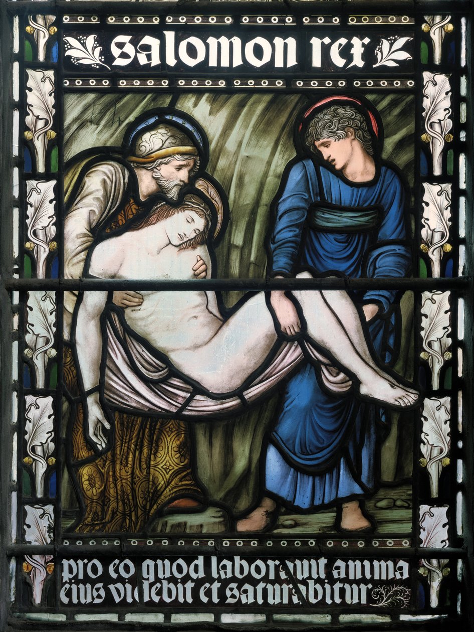 Gravläggningen, 1876 (målat glas) av Edward Burne Jones