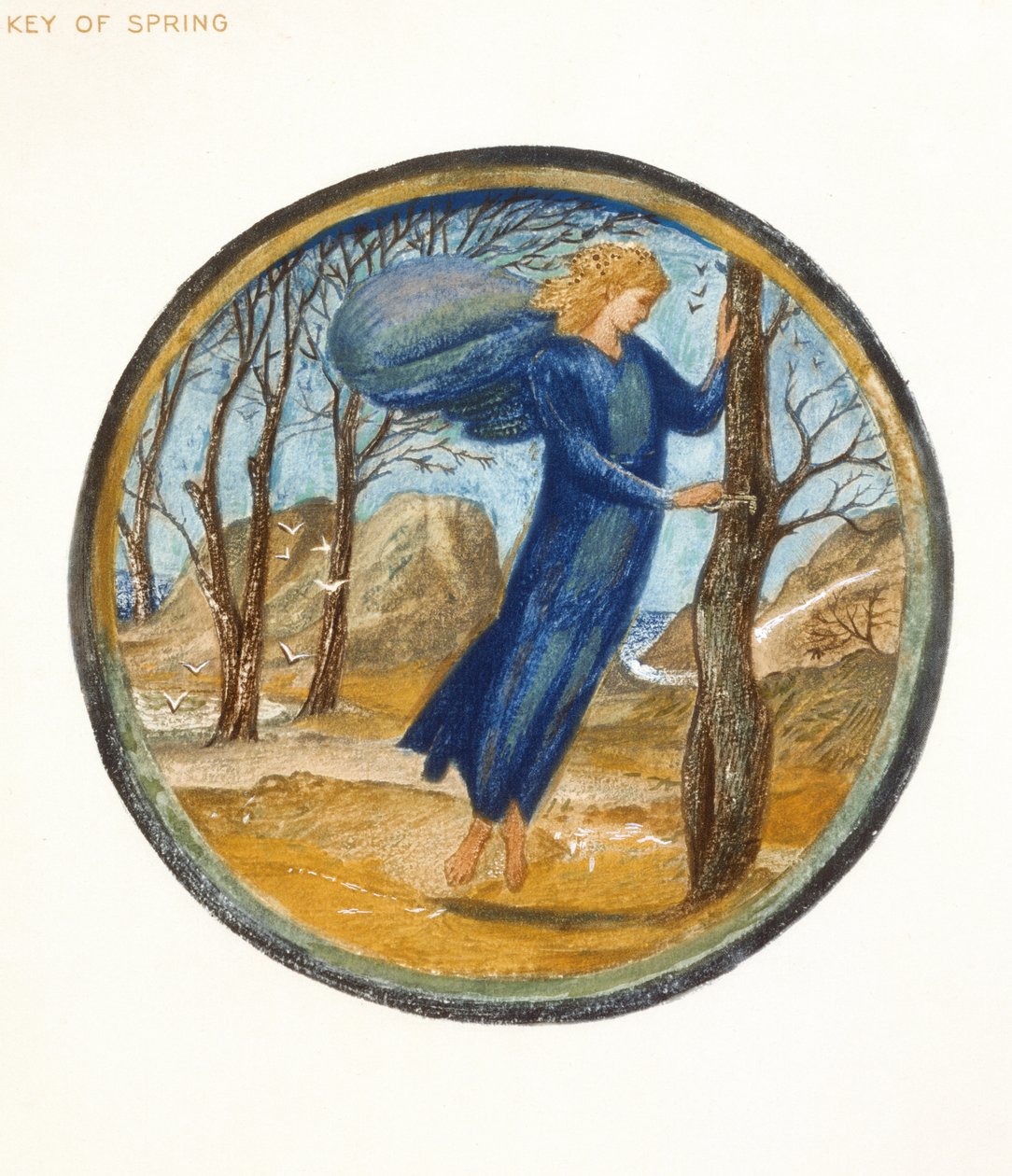 Blomsterboken: XI. Vårens nyckel, 1905 (litho med gouache på papper) av Edward Burne Jones