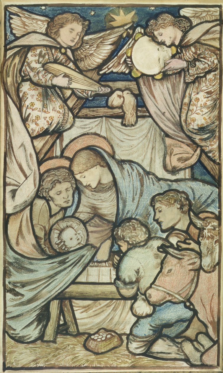 Födelsekyrkan (sepia och färgad krita på papper) av Edward Burne Jones