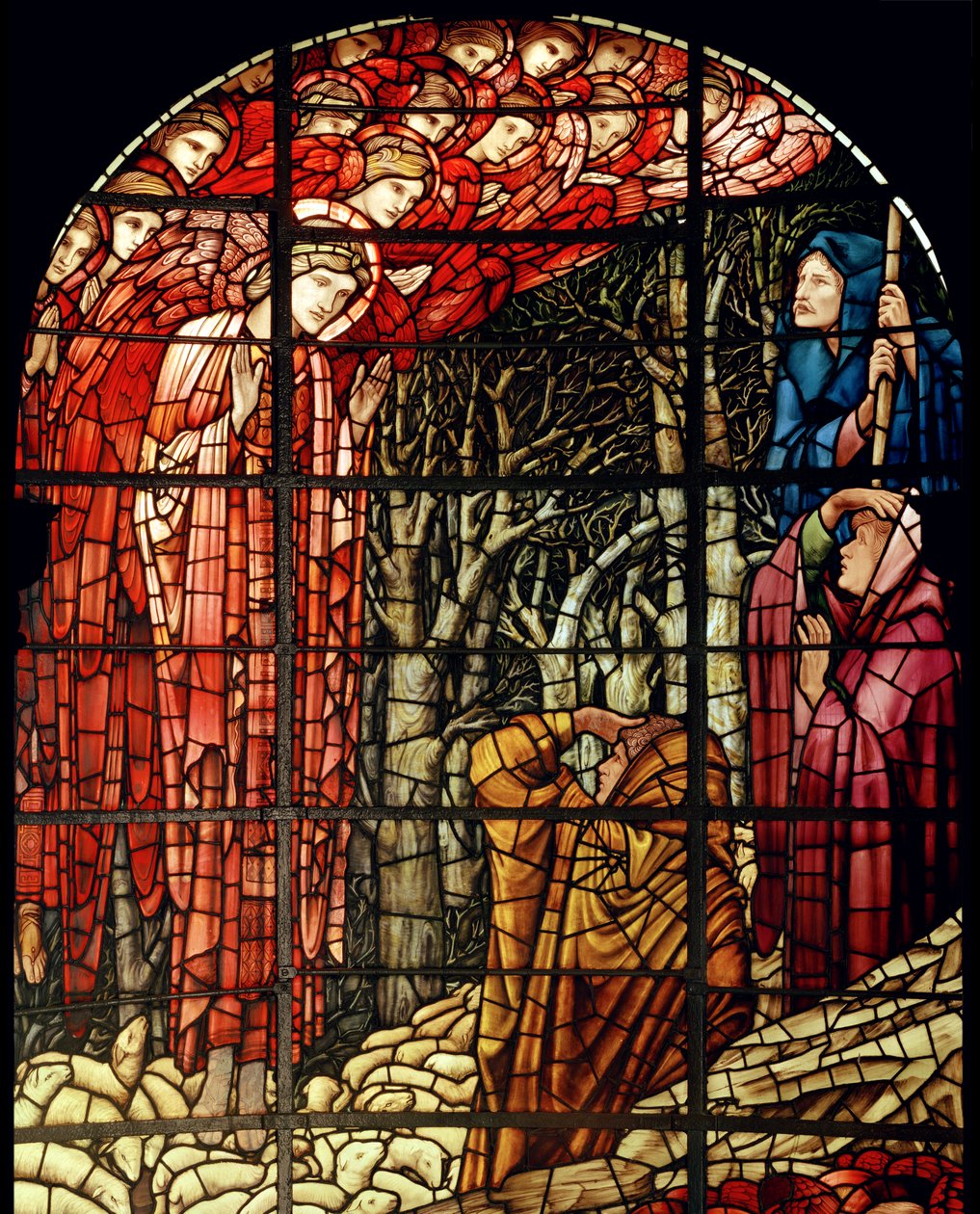 The Nativity Window, detalj, The Shepherds, 1888 (målat glas) av Edward Burne Jones