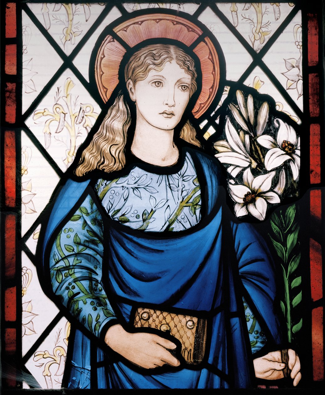 Jungfru Maria, 1882 (målat glas) av Edward Burne Jones